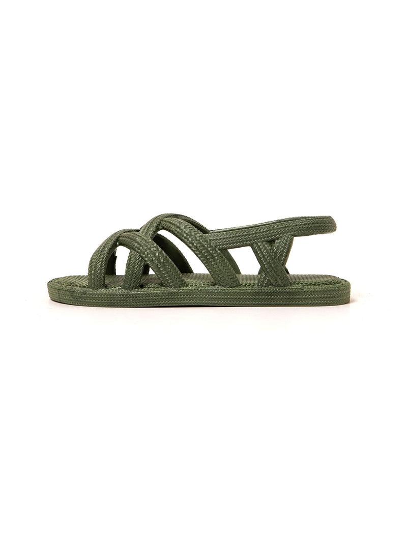 Sandalias playa mujer Brasileras suela goma Verde oscuro - Kiabi