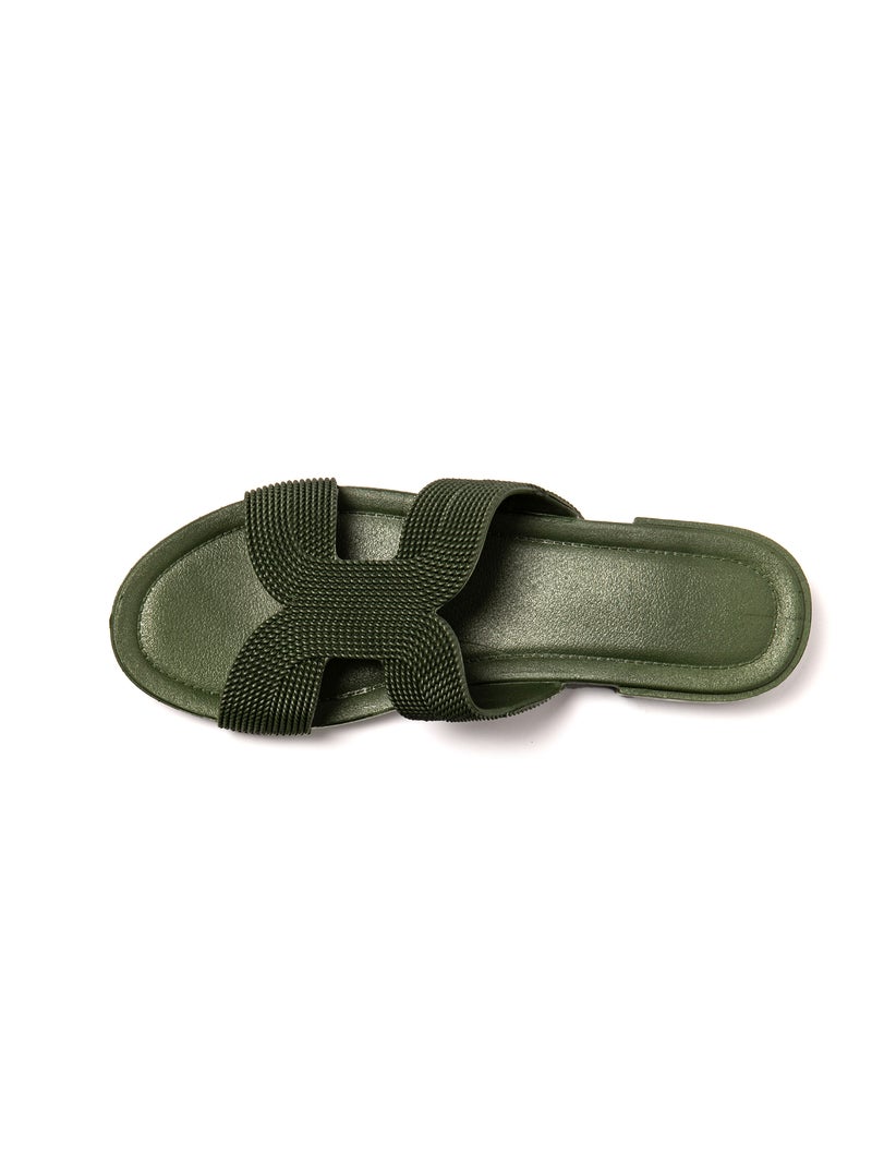 Sandalias playa mujer Brasileras suela goma Verde oscuro - Kiabi