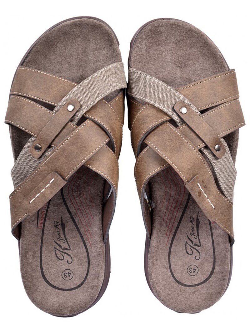 Sandalias PREMIUM hombre Caqui - Kiabi