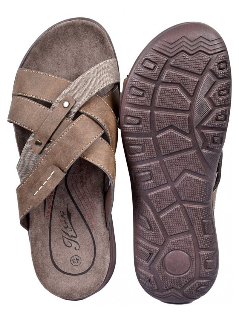 Sandalias PREMIUM hombre Caqui - Kiabi