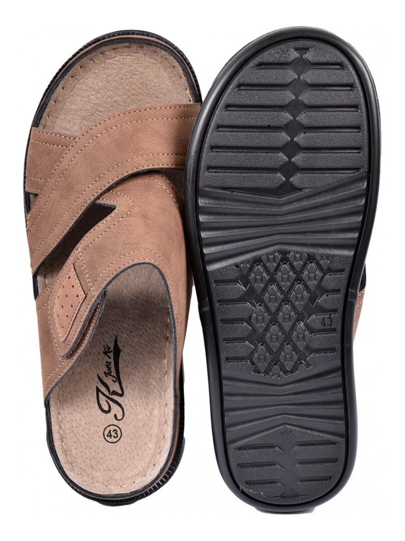 Sandalias PREMIUM Velcro Camel - Kiabi