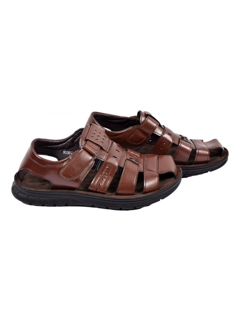 Sandalias PREMIUM Velcro Hombre Marrón - Kiabi