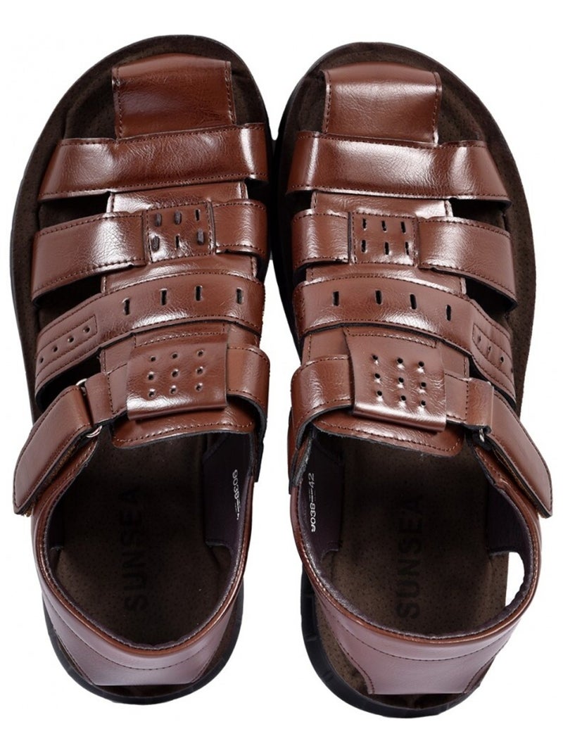Sandalias PREMIUM Velcro Hombre Marrón - Kiabi