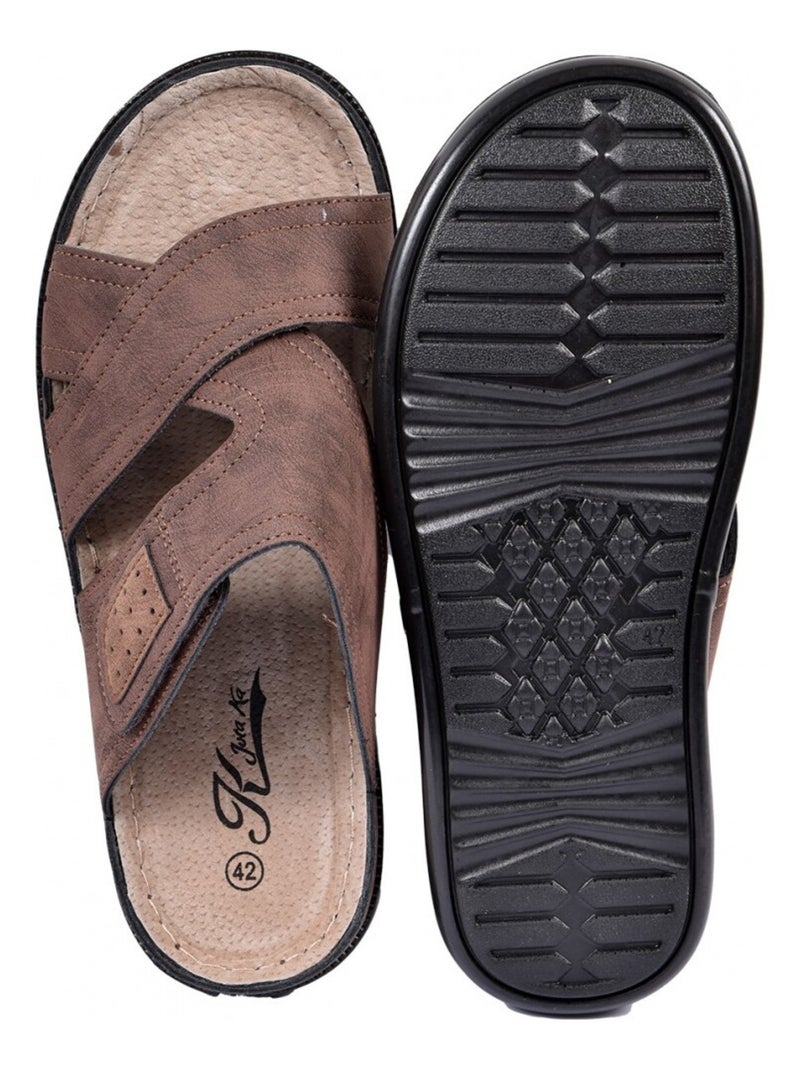 Sandalias PREMIUM Velcro Marrón - Kiabi