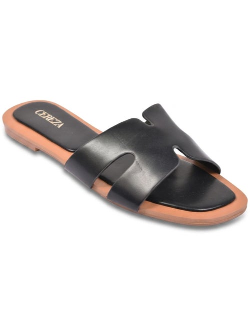 Sandalias Slide H-Strap Cuero Sintético Oro Negro OZABI - Kiabi Sandalias Slide H-Strap Cuero Sintético Oro Negro OZABI - Kiabi