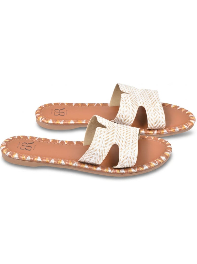 Sandalias Slide H Trenzado Vacaciones OZABI 2 Colores Beige - Kiabi