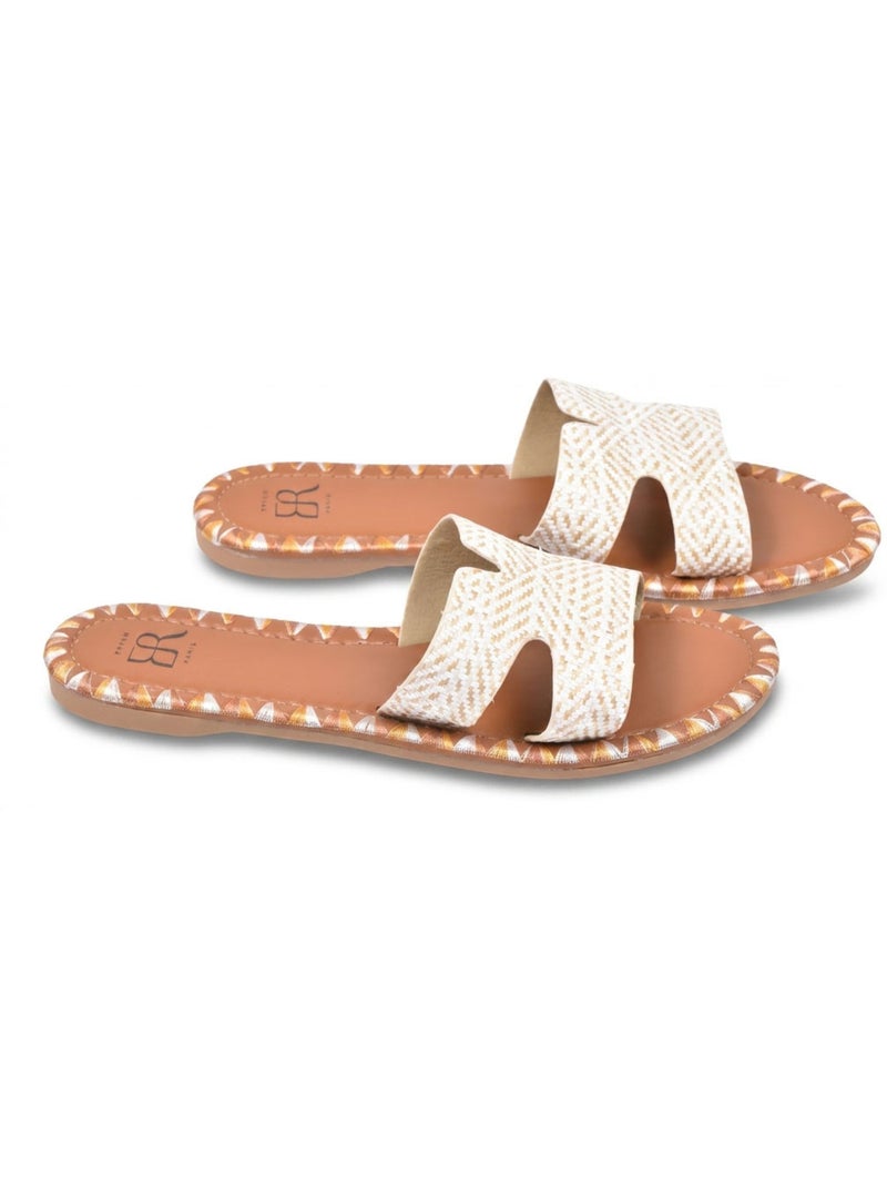 Sandalias Slide Hombre Trenzado Vacaciones 2 Colores OZABI Beige - Kiabi