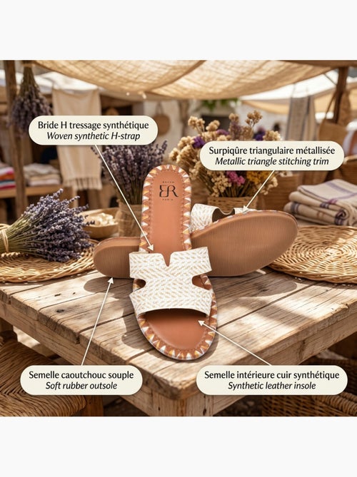 Sandalias Slide Hombre Trenzado Vacaciones 2 Colores OZABI - Kiabi