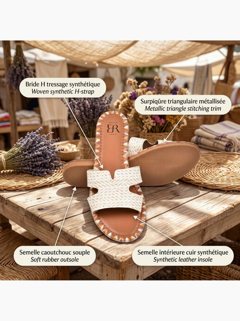 Sandalias Slide Hombre Trenzado Vacaciones 2 Colores OZABI Beige - Kiabi