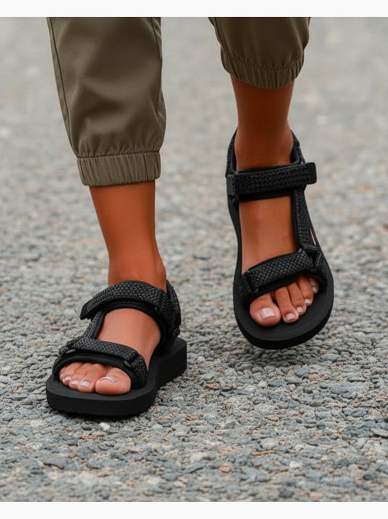 Sandalias Suela cómoda y ligera de 3,5 cm, Sandalias para playa, piscina, senderismo  Isotoner Negro - Kiabi