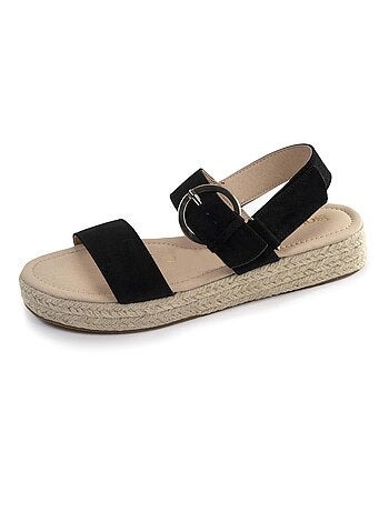 Sandalias suela con memoria de forma, tacón de 3,5 cm, diseño de cuerda y leopardo Isotoner