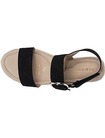 Sandalias suela con memoria de forma, tacón de 3,5 cm, diseño de cuerda y leopardo Isotoner