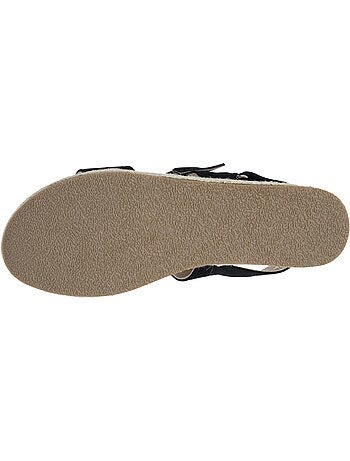 Sandalias suela con memoria de forma, tacón de 3,5 cm, diseño de cuerda y leopardo Isotoner