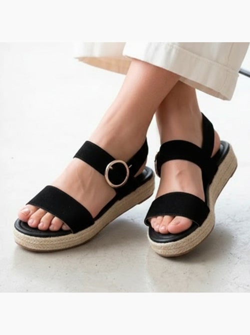Sandalias suela con memoria de forma, tacón de 3,5 cm, diseño de cuerda  Isotoner - Kiabi