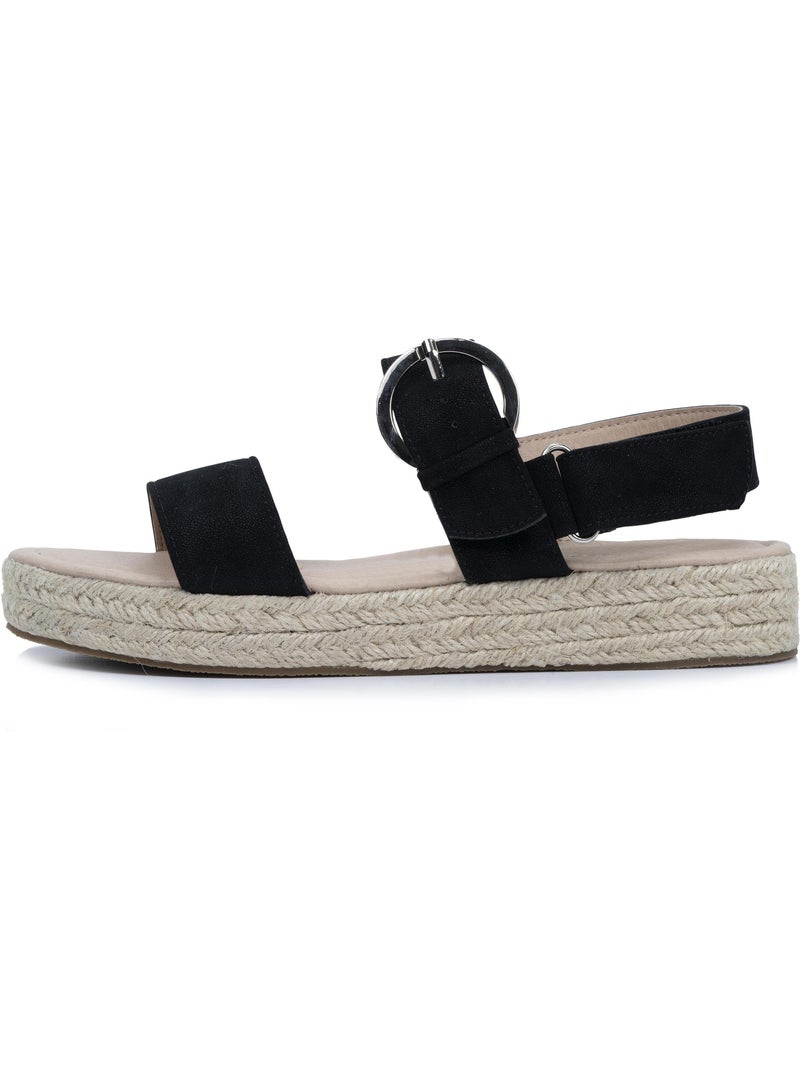 Sandalias suela con memoria de forma, tacón de 3,5 cm, diseño de cuerda  Isotoner Negro - Kiabi