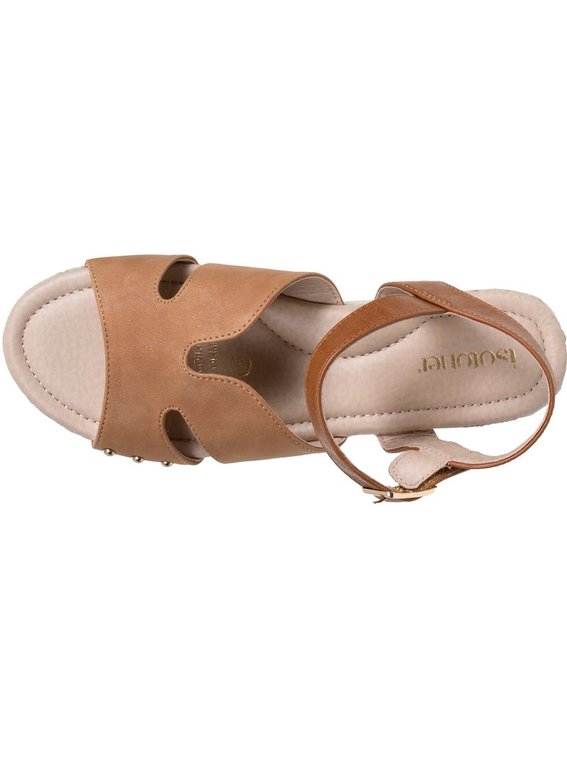 Sandalias suela con memoria de forma tacón de 3,5 cm  Isotoner Camel - Kiabi