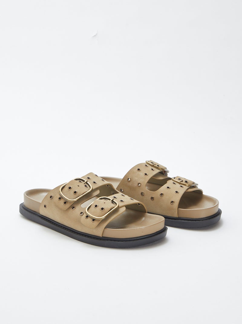 Sandalias tipo antelina con tiras con ojales MARRON - Kiabi