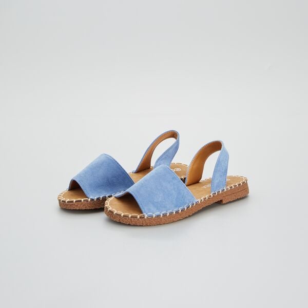 Sandalias tipo menorquinas de antelina Mujer talla 34 a 48 - azul - Kiabi -  20,00€
