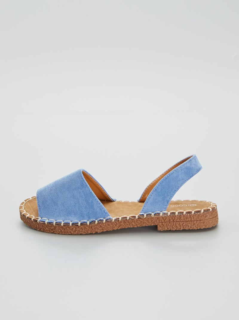 Sandalias tipo menorquinas de antelina azul - Kiabi