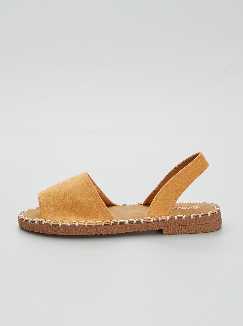 Sandalias tipo menorquinas de antelina camello - Kiabi