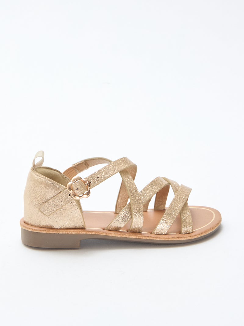Sandalias tiras lisas Amarillo - Kiabi