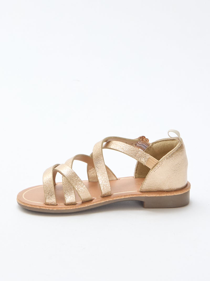 Sandalias tiras lisas Amarillo - Kiabi