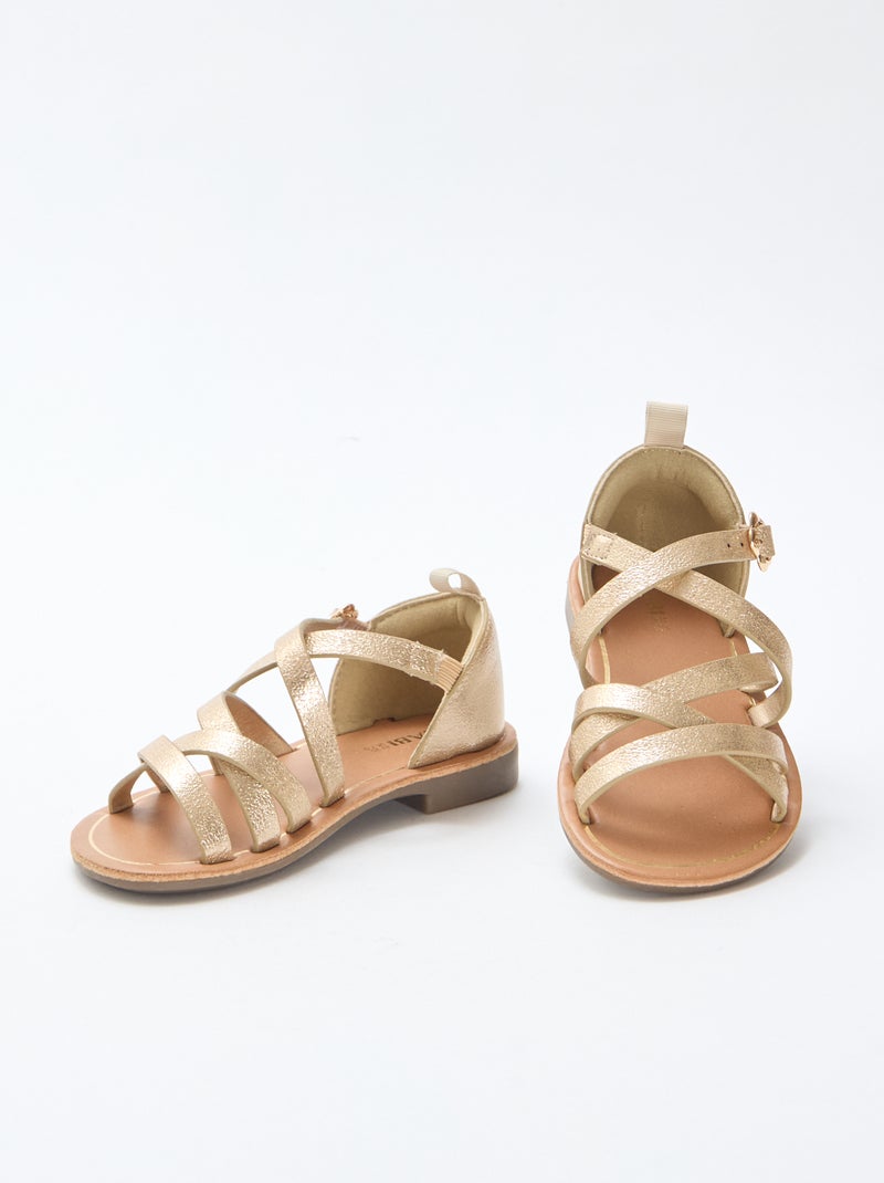 Sandalias tiras lisas Amarillo - Kiabi