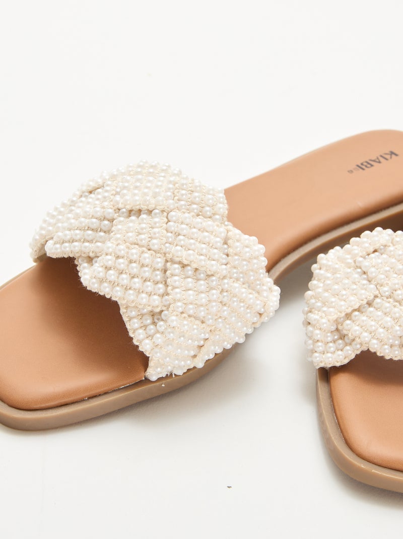 Sandalias trenzadas con perlas Blanco - Kiabi