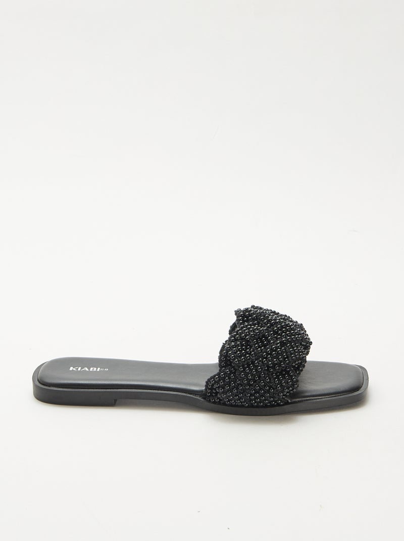 Sandalias trenzadas con perlas Negro - Kiabi