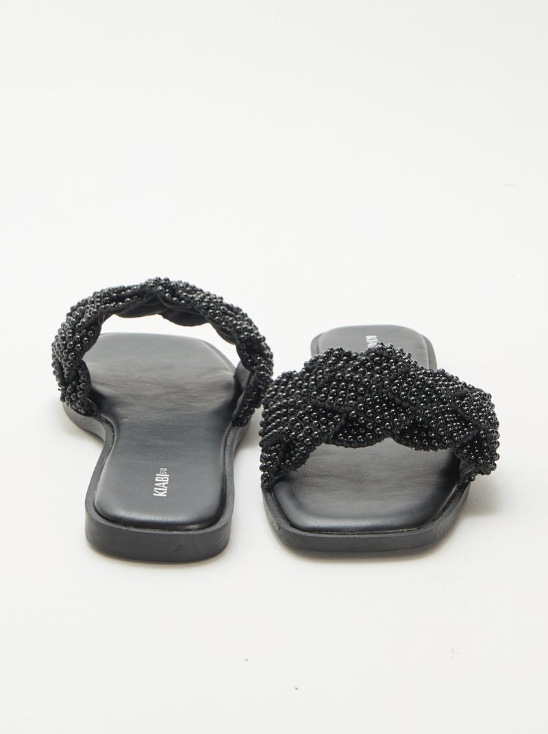 Sandalias trenzadas con perlas Negro - Kiabi