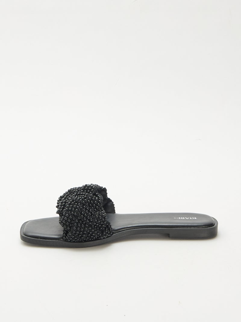 Sandalias trenzadas con perlas Negro - Kiabi