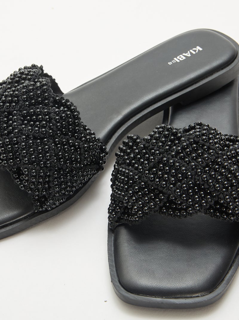 Sandalias trenzadas con perlas Negro - Kiabi