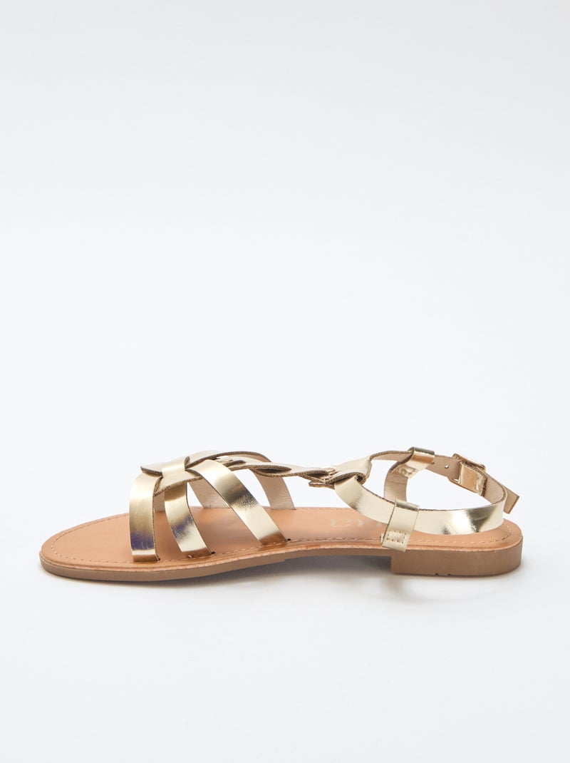 Sandalias trenzadas lisas Amarillo - Kiabi