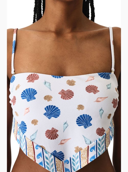 Santorini scarf top de bikini texturizado con estampado de conchas penti - Kiabi Santorini scarf top de bikini texturizado con estampado de conchas penti - Kiabi