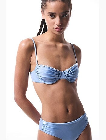 Seashell braguita de bikini fruncida penti