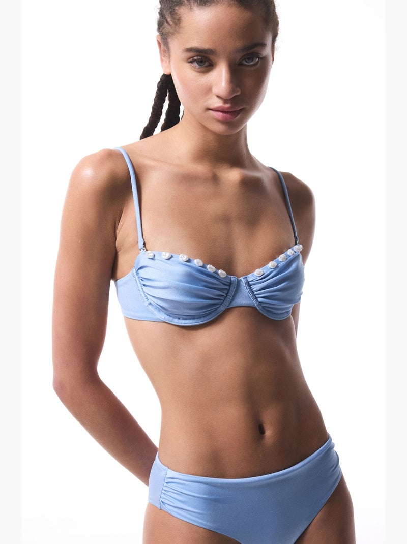 Seashell braguita de bikini fruncida penti Azul cielo - Kiabi