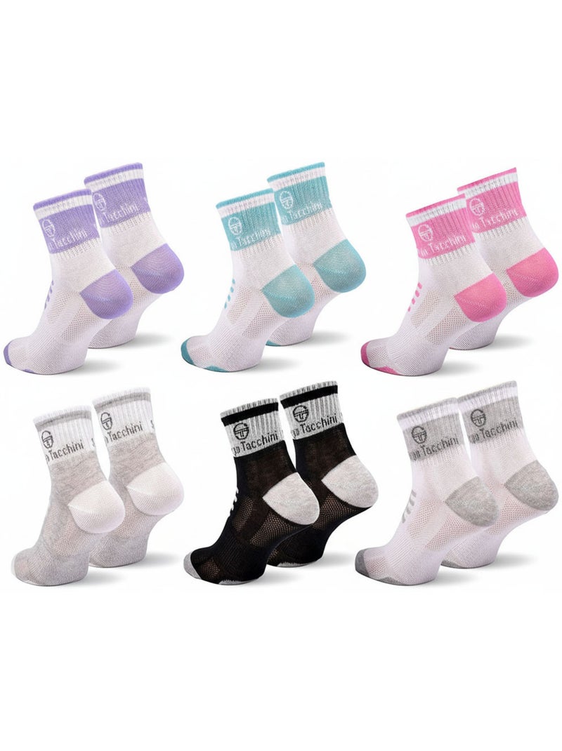 Sergio Tacchini Pack Calcetines Cortos Mujer Quarter Lote de 6 Blanco Gris Negro - Kiabi