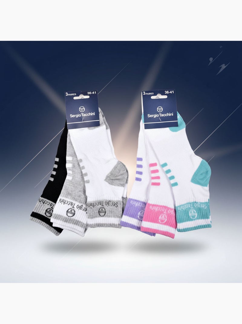 Sergio Tacchini Pack Calcetines Cortos Mujer Quarter Lote de 6 Blanco Gris Negro - Kiabi