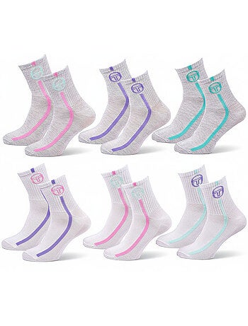 Sergio Tacchini Pack Calcetines Cortos Mujer Quarter Lote de 6