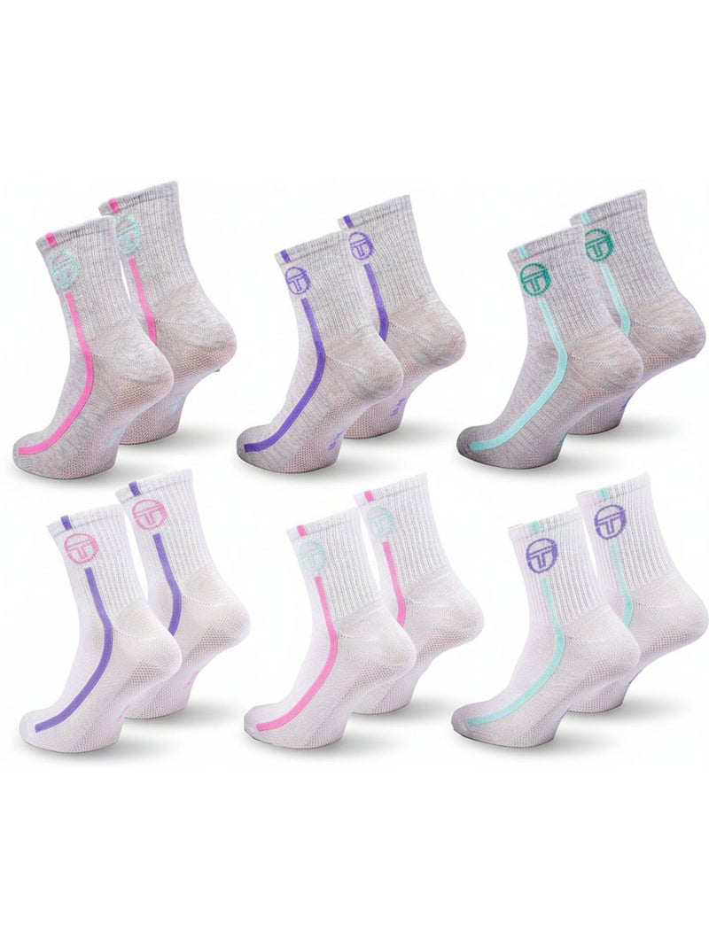 Sergio Tacchini Pack Calcetines Cortos Mujer Quarter Lote de 6 Gris blanco - Kiabi