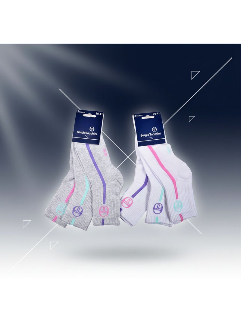 Sergio Tacchini Pack Calcetines Cortos Mujer Quarter Lote de 6 Gris blanco - Kiabi