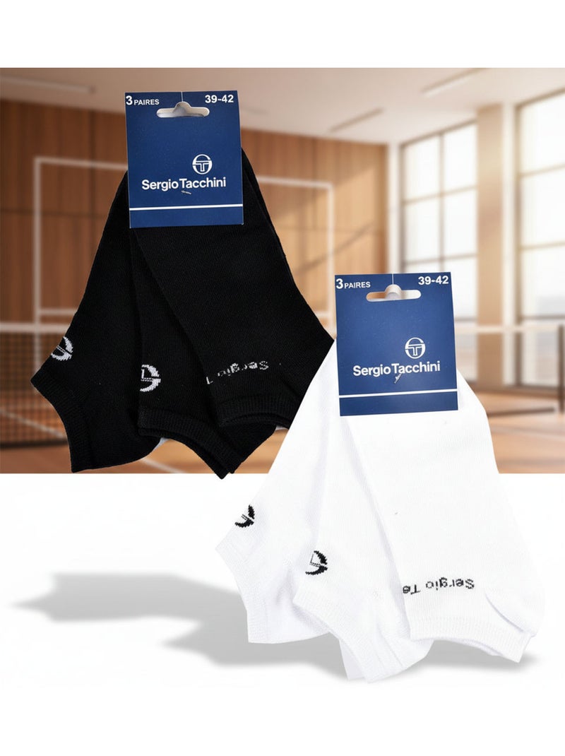 Sergio Tacchini Pack Calcetines Cortos Mujer Quarter Lote de 6 Negro Blanco - Kiabi