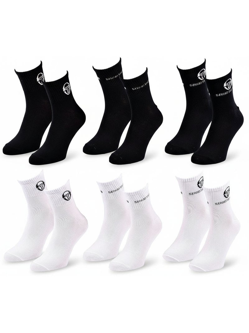 Sergio Tacchini Pack Calcetines Cortos Mujer Quarter Lote de 6 Negro Blanco - Kiabi