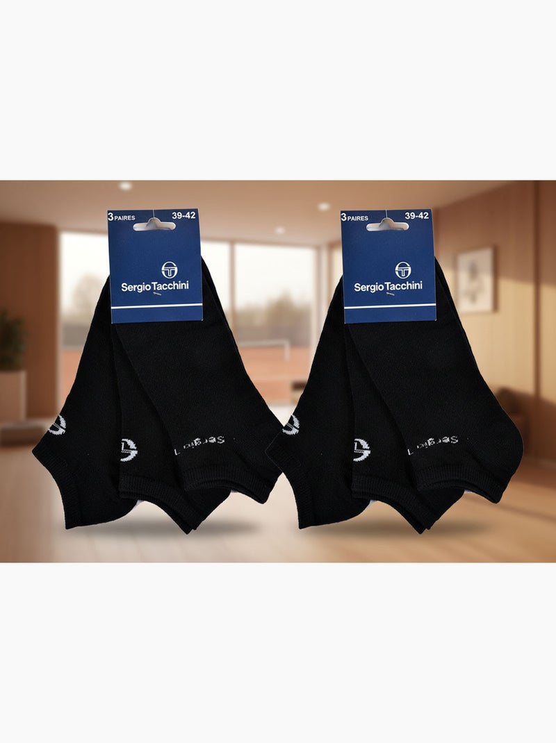 Sergio Tacchini Pack Calcetines Cortos Mujer Quarter Lote de 6 Negro - Kiabi