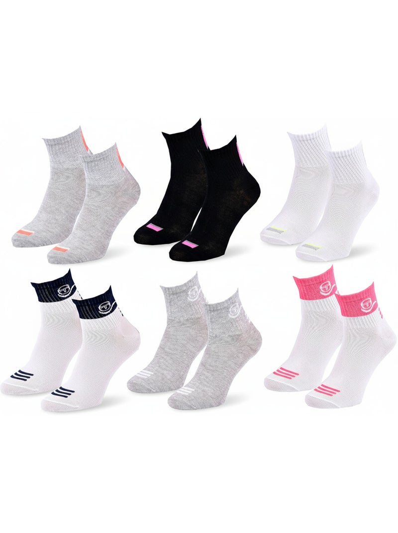 Sergio Tacchini Pack Calcetines cortos para niña Quarter Lote de 6 Gris negro - Kiabi
