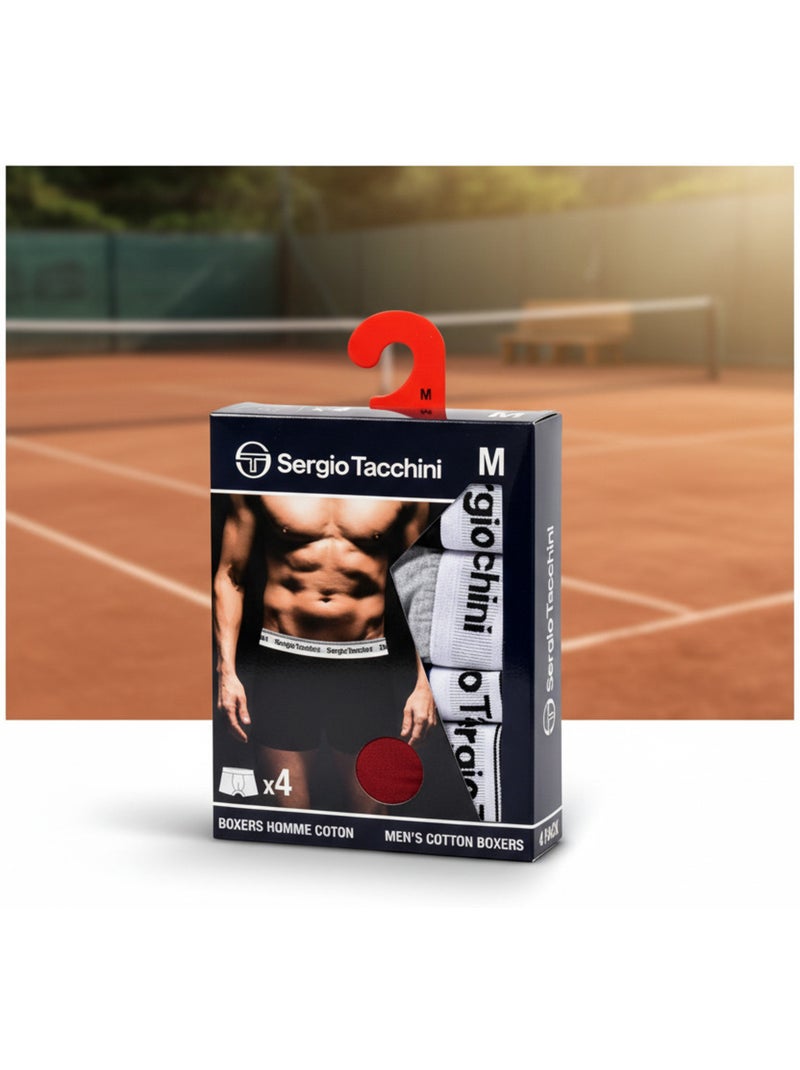 Sergio Tacchini Pack de 4 Boxers Hombre Gris rojo - Kiabi