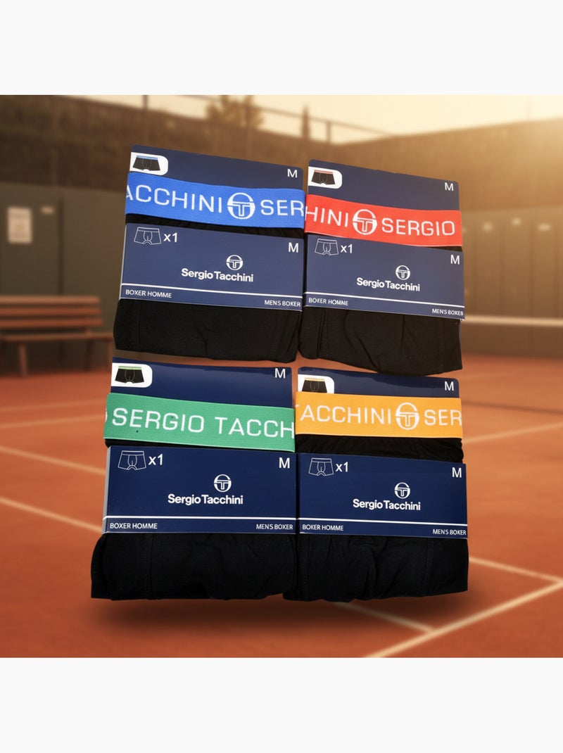 Sergio Tacchini Pack de boxers para hombre Lote de 4 Negro Multicolor Negro - Kiabi