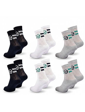 Sergio Tacchini Pack de calcetines para niños Tennis Crew Lote de 6 pares