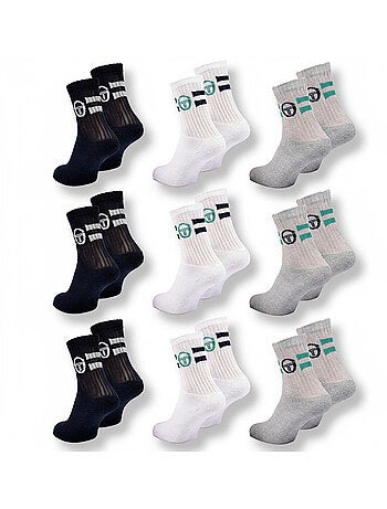 Sergio Tacchini Pack de calcetines para niños Tennis Crew Lote de 9 pares