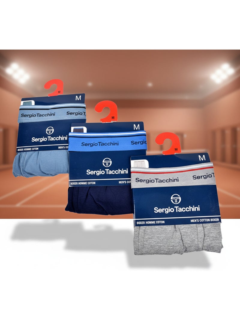 Sergio Tacchini Pack de calzoncillos bóxers para hombre Lote de 3 Azul gris - Kiabi
